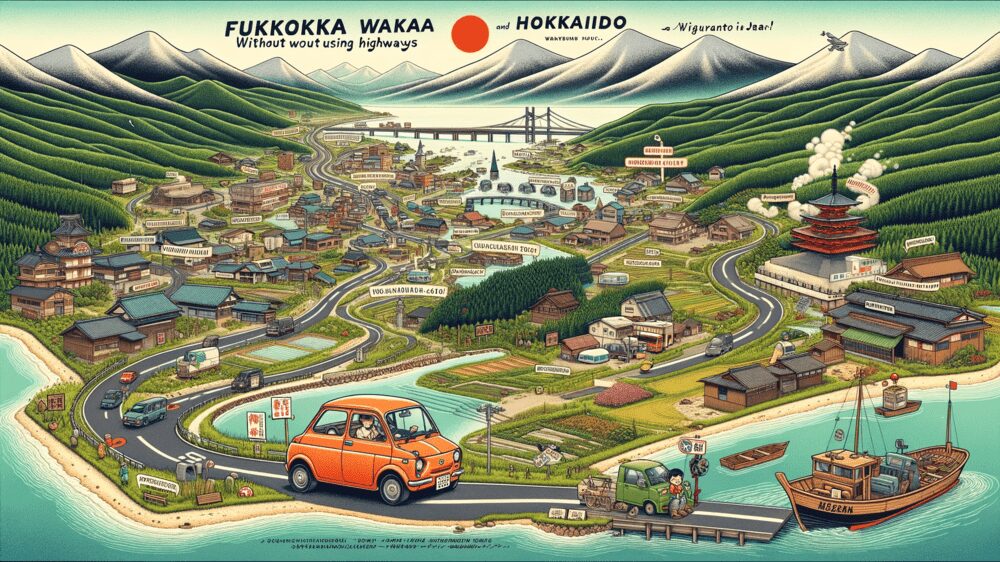 福岡から日本最北端の北海道稚内まで高速道路を使わず軽自動車で行く